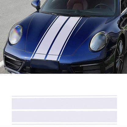 Universal Racing Car Hood Stripe Decal Black and White Waterproof Stickers