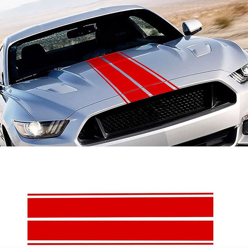 Universal Racing Car Hood Stripe Decal Black and White Waterproof Stickers