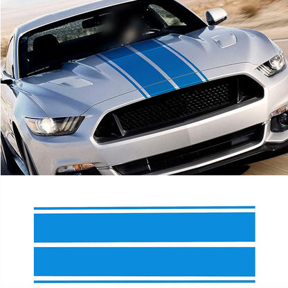 Universal Racing Car Hood Stripe Decal Black and White Waterproof Stickers