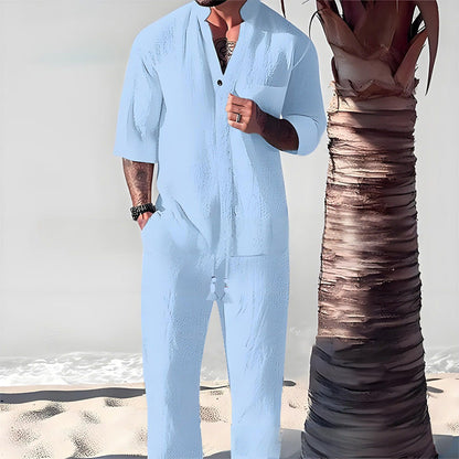 Men's Trendy Cotton Linen Top & Pants Two-Piece Set🎉BIG SALE-50% OFF