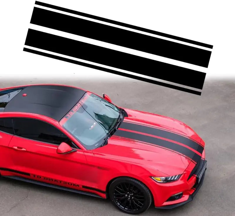 Universal Racing Car Hood Stripe Decal Black and White Waterproof Stickers