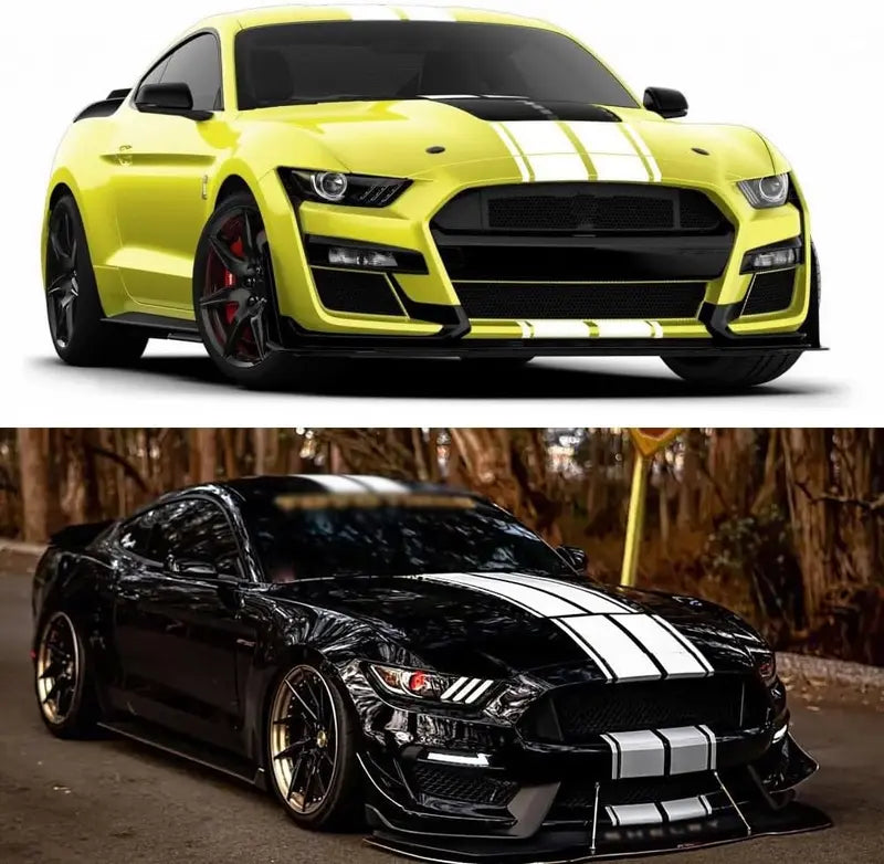 Universal Racing Car Hood Stripe Decal Black and White Waterproof Stickers