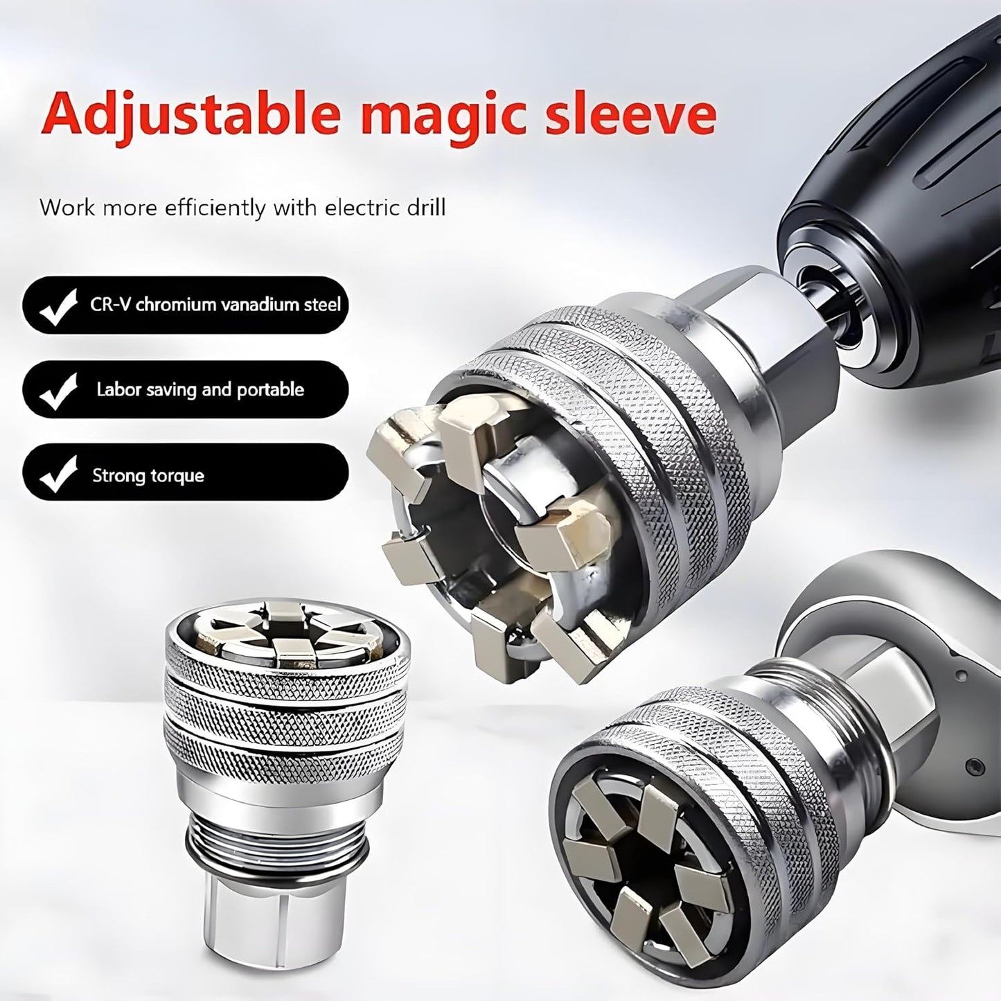 Upgraded Universal Socket Adapter – Multifunction Adjustable Socket Wrench Tool