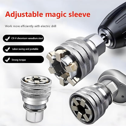 Upgraded Universal Socket Adapter – Multifunction Adjustable Socket Wrench Tool