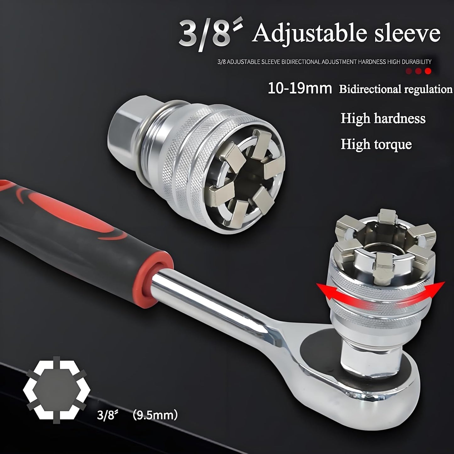 Upgraded Universal Socket Adapter – Multifunction Adjustable Socket Wrench Tool