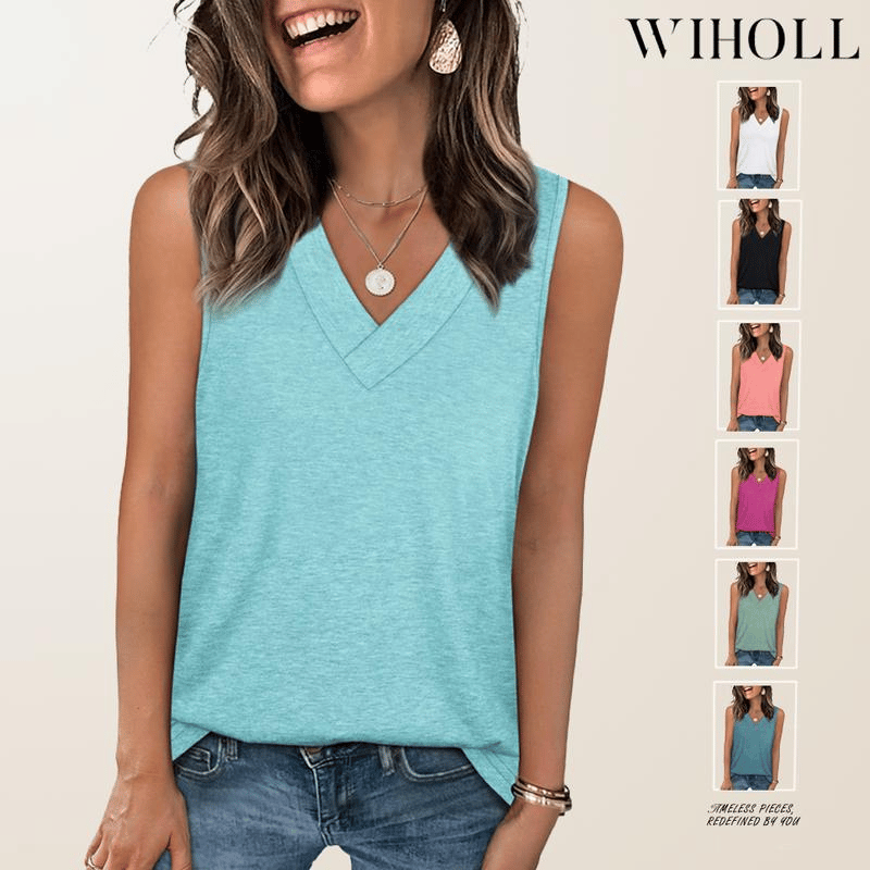 🎁Summer Promotion 50% OFF✨Women's Sleeveless V-Neck Slimming Loose Fit Casual Tank Top