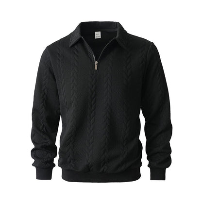 Men's Casual Half-Zip Cable-Knit Sweater